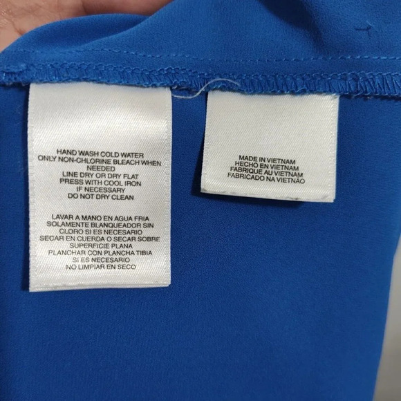 Nine West Blue Sleeveless Tank Top Career Shell Women Size XS Pleated Shoulder - Picture 5 of 6